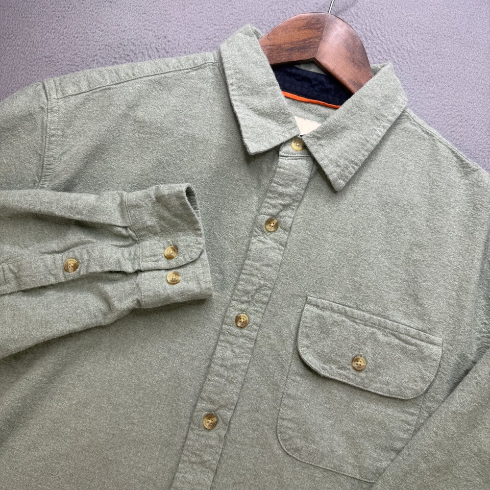 The Normal Brand Flannel Shirt Mens Large Green Cotton Long Sleeve Button Up